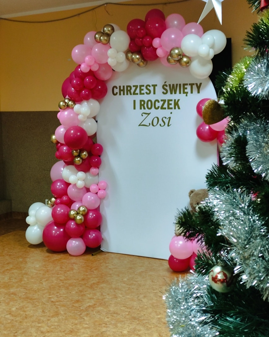 Chrzest i roczek w różu i złocie - Karlino